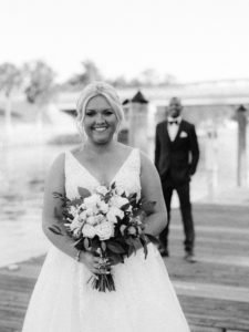 Bride and groom portrait at a Channel Side Wedding in Palm Coast, Florida. Taken by Ashley Dye Photography, a Jacksonville, Florida Wedding Photographer.