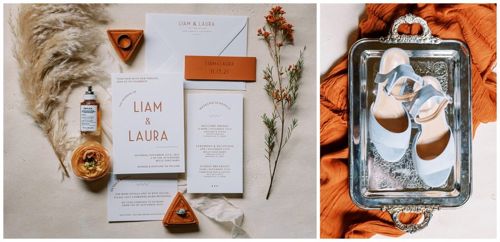 Boho rust colored wedding invitation and details. Taken by Ashley Dye Photography, a St. Augustine Florida Wedding Photographer.