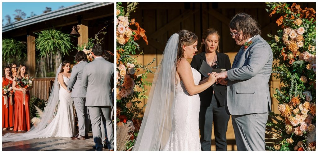 Bride and groom exchanging rings. Taken by Ashley Dye Photography, a St. Augustine Florida Wedding Photographer.