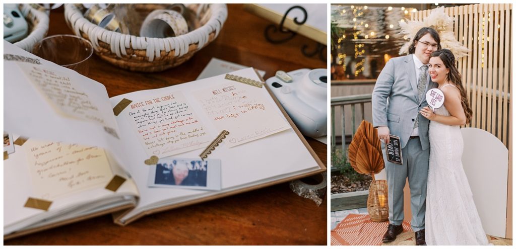 Boho photo booth guest book. Taken by Ashley Dye Photography, a St. Augustine Florida Wedding Photographer.