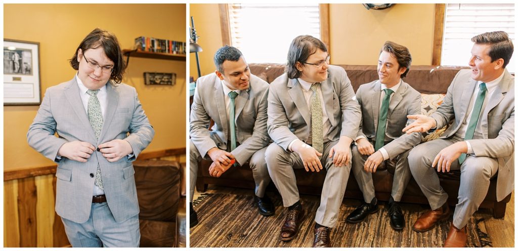 Groom and groomsmen getting ready. Taken by Ashley Dye Photography, a St. Augustine Florida Wedding Photographer.
