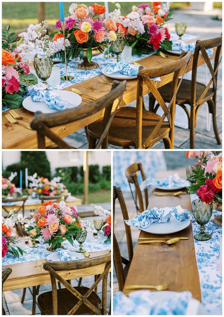 Bright and colorful wedding table decorations